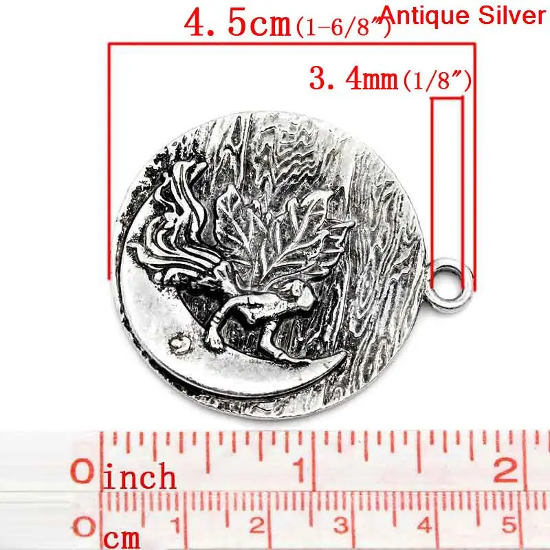Подвески DoreenBeads из металлического сплава Круглые серебристые с цветным