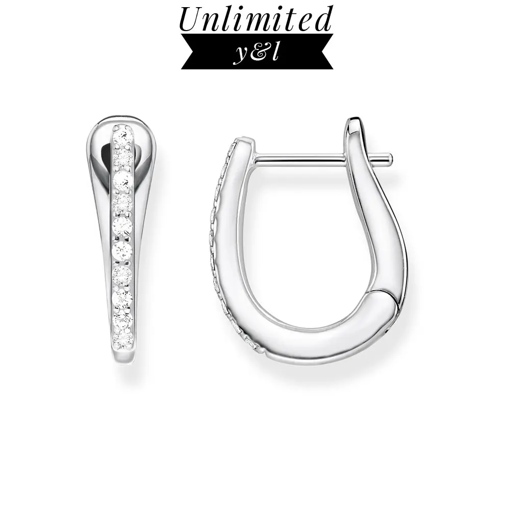 

White Creole Hoop Earrings Silver Fashion Round Earrings Thomas Style Zirconia Good Jewelry Gifts for Women 2019 New Arrivals