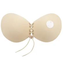 Женский силиконовый бюстгальтер женский Невидимый пуш-ап палка на самоклеящейся передней части бюстгальтер со шнуровкой без бретелек чашка A B C D