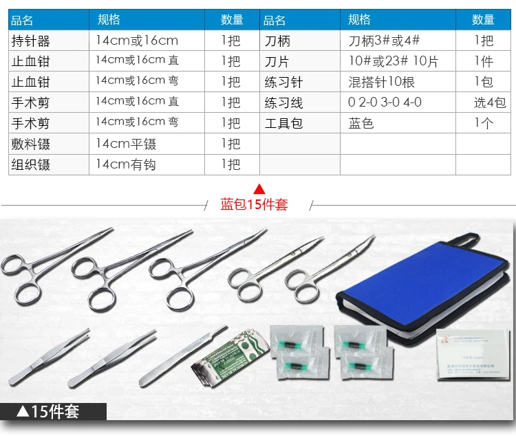 Набор инструментов для обучения хирургическим инструментам/Набор хирургических швов/посылка для студентов