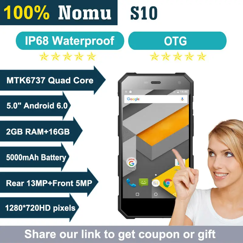 Nomu S10 Waterproof Smartphone IP68 LTE 5000mah 5.0\