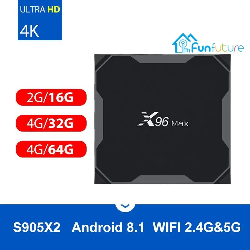 Smart TV BOX X96 Max Android 8 1 четырехъядерный Amlogic S905X2 LPDDR4 4 ГБ 32 64 2 4G и 5 ГГц Wi Fi BT 1000 м 4K Set top