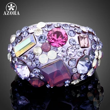 

AZORA White Gold Color Full Multicolour Stellux Austrian Crystal Ring TR0032