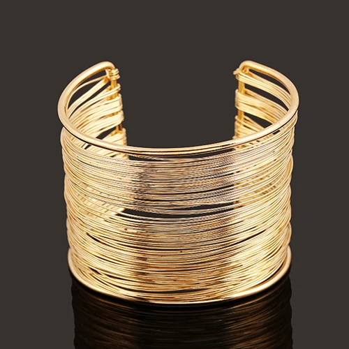 Европейская и американская мода, золотой цвет, браслеты-манжеты, Женская повязка, широкий большой стимпанк открытый жесткий браслет - Окраска металла: B10JM2