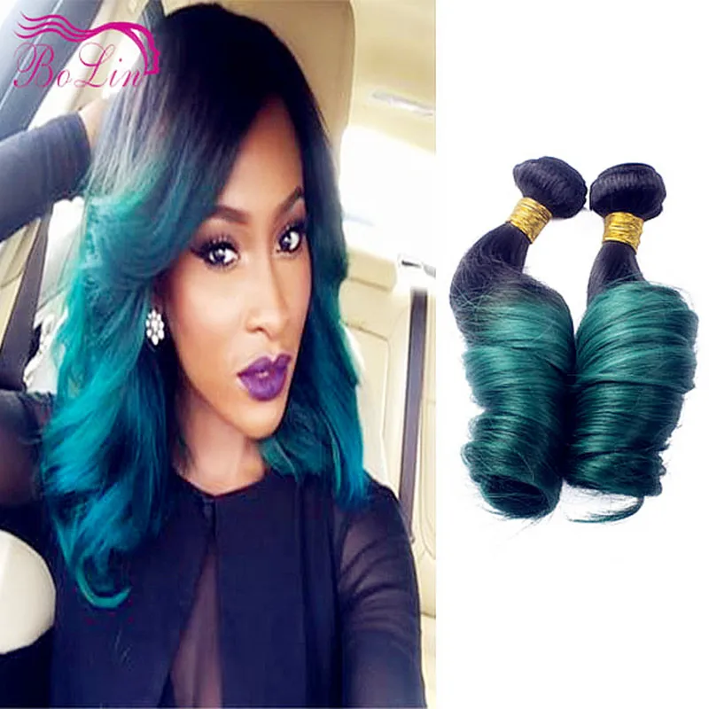 7a Loose Wave Virgin Two Tone Ombre Peruvian 1b Dark Green Ombre