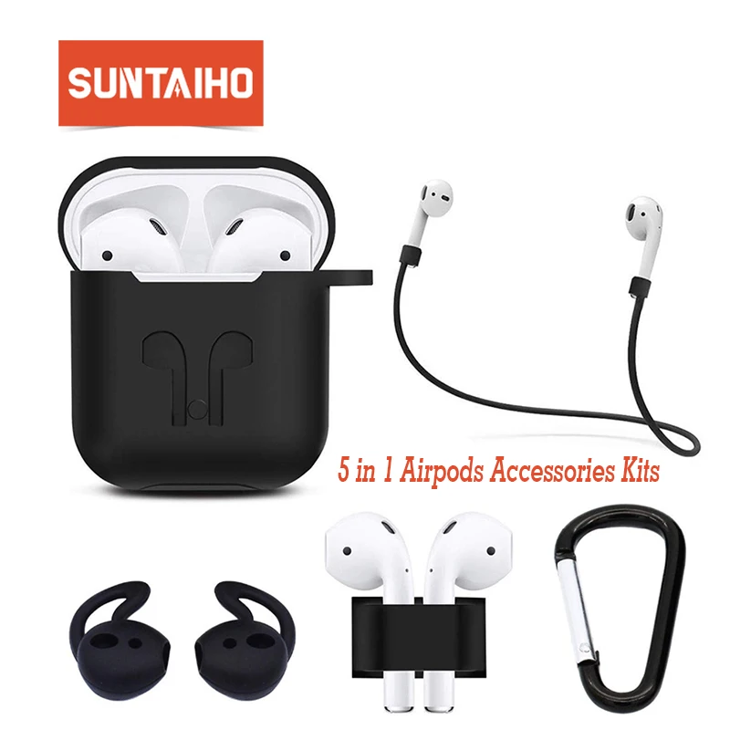 Suntaiho для airpods чехол силиконовый cover Мягкий ТПУ Чехол протектор Air pods наушники