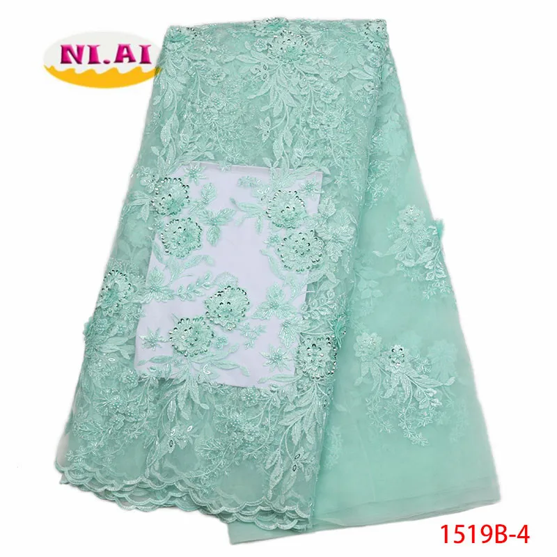 

2018 Latest Fashion African Lace Fabric Handmade Of Beaded And 3D Flowers High Quality African French Lace Fabric XY1519B-2