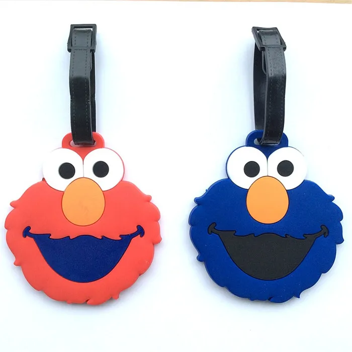 80 шт./лот аниме Улица Сезам цифры багажная бирка Elmo Cookie Monster Берт Эрни Zoe Розита ПВХ сумка Подвески Доставка компанией DHL