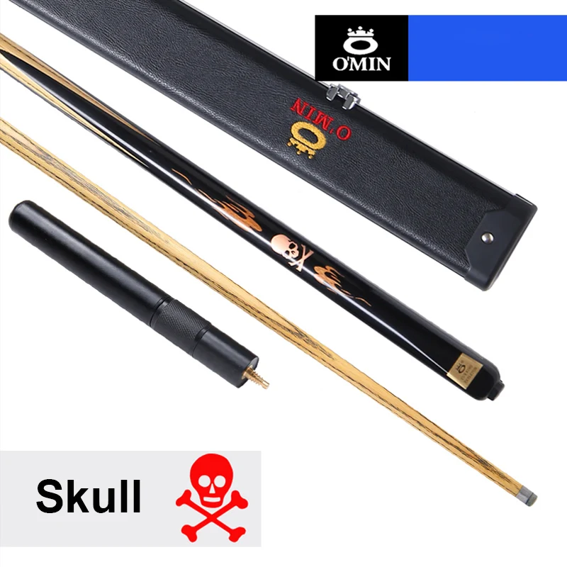 

2018 NEW OMIN Skull Billiards 3/4 Snooker Cue 10mm Tip with Snooker Cue Case Set China 8 Years Ash Wood