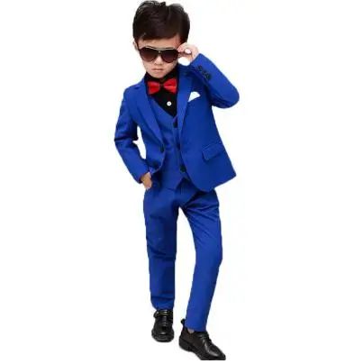 

2018 Brand Flowers Boys Formal Suit Wedding campus student Dress Gentleman Kids Jacket Vest Pants ceremony Costumes 2-12Y