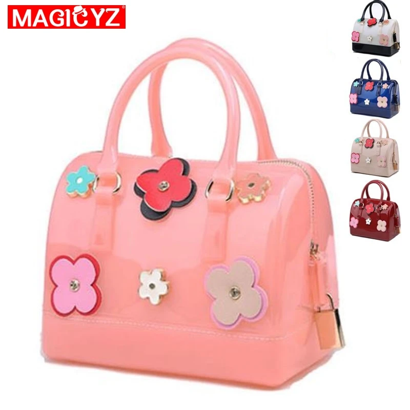 

Clear Transparent Boston bag 2019 new floral totes Fashion Brand Designer handbags Lady Hand Bags flower women Messenger bag