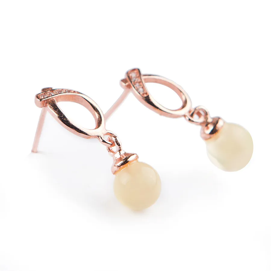 

Genuine Natural Yellow Crystal Gems Stone Bead Fashion Women Sterling 925 Silver Stud Earring