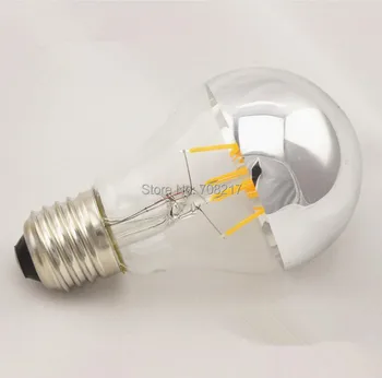 

Energy Saving E27 4W 6W A60 A19 COB LED Filament Bulb Light Shadowless Half Sliver Plated LED Bulb Lamp Dimmable Warm White