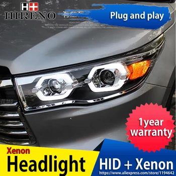 

Hireno Headlamp for 2015-2016 Toyota Highlander Headlight Headlight Assembly LED DRL Angel Lens Double Beam HID Xenon 2pcs