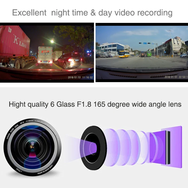  Car dvr camera Ainina 4K Novatek96660 car dashcam with GPS and 1080P rear camera IPS 2.0 super nigh