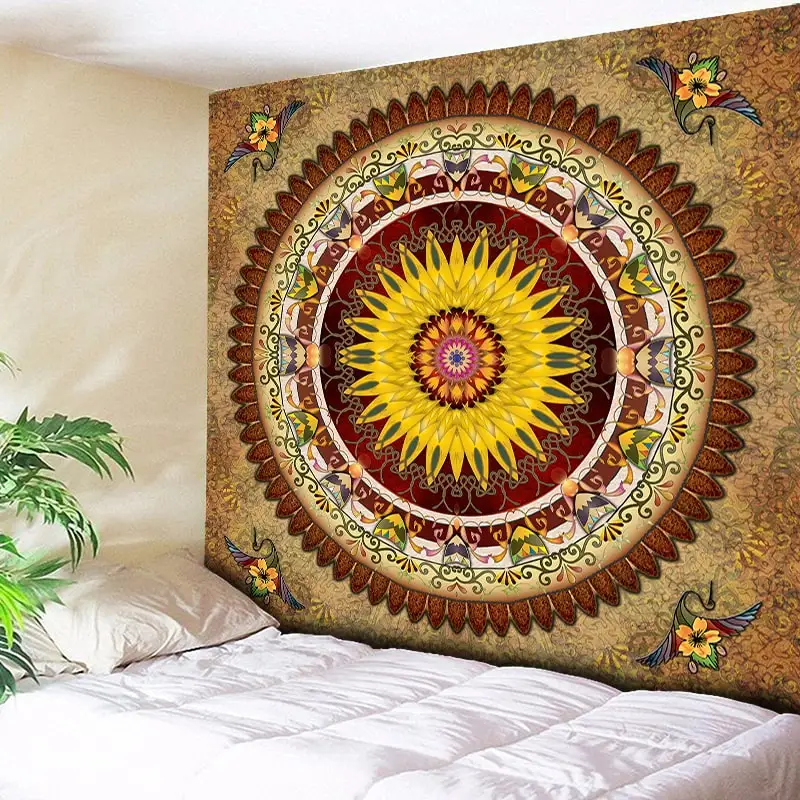 Vintage Floral Bohemian Mandala Tapestry Wall Hanging Indian Boho Art