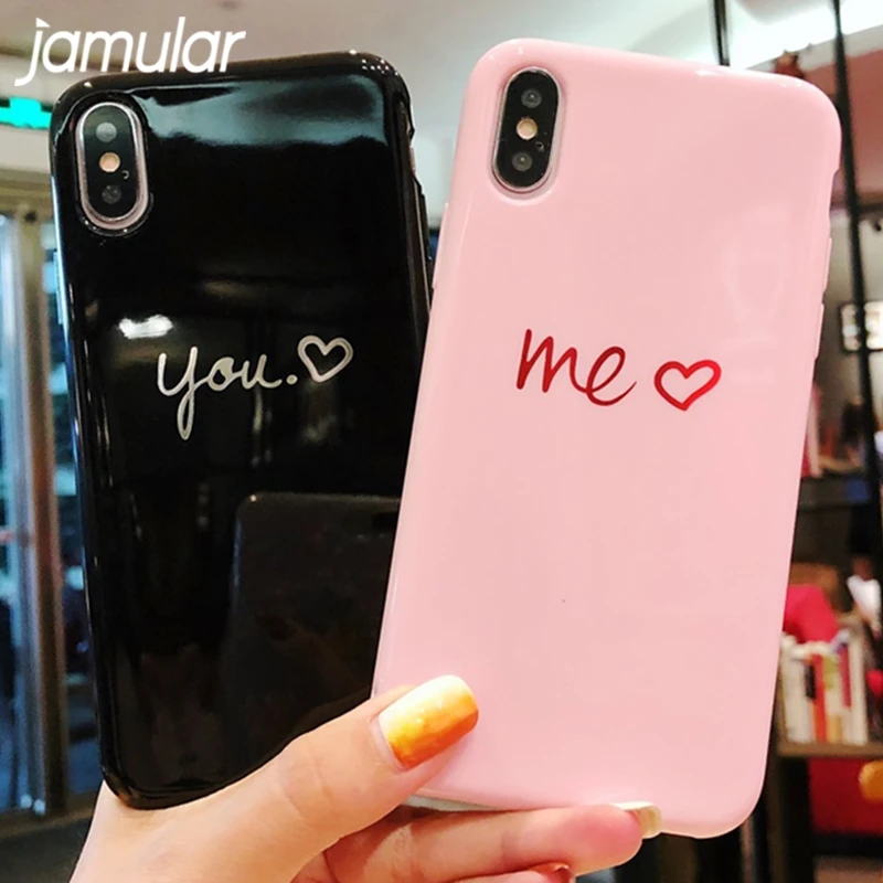 

JAMULAR Patterned Letter Phone Case for iPhone 7 8 Plus 6S Plus Love Patter Back Cover for iPhone X XS XR XS MAX soft Coque