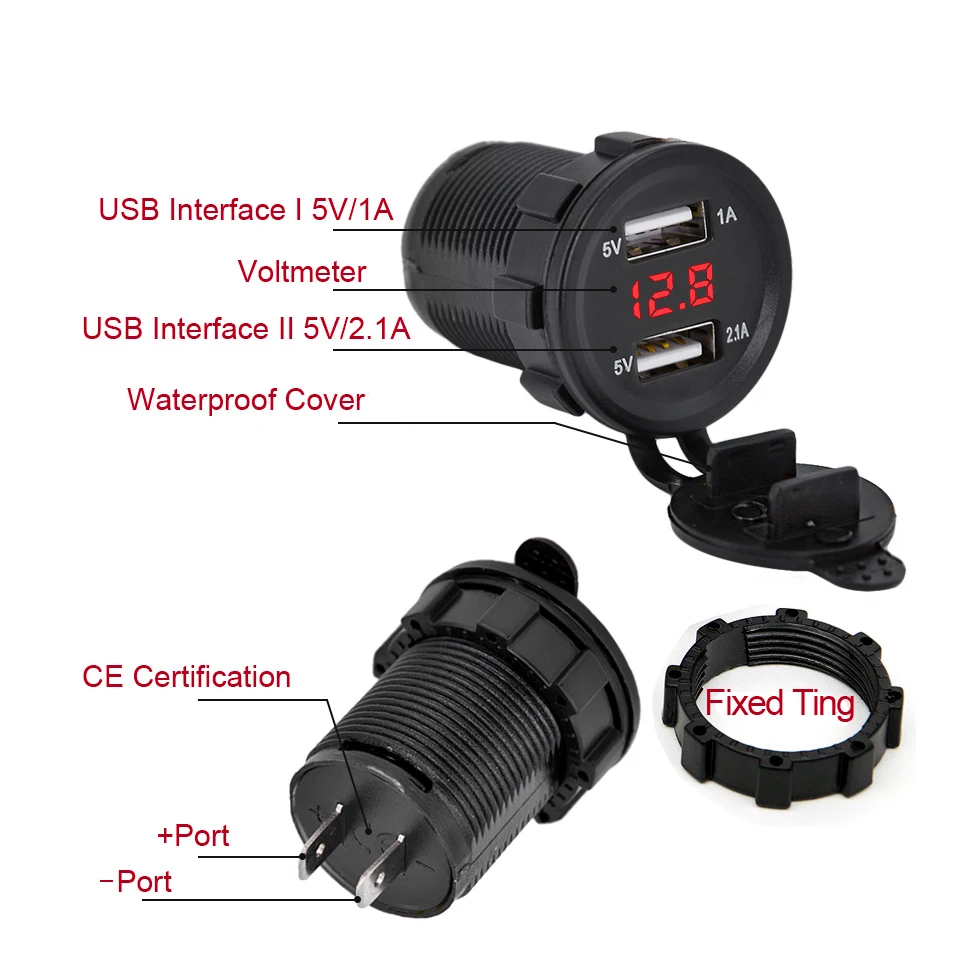DC12V 24V 3.1A двойной USB порт автомобильное зарядное устройство розетка адаптер со