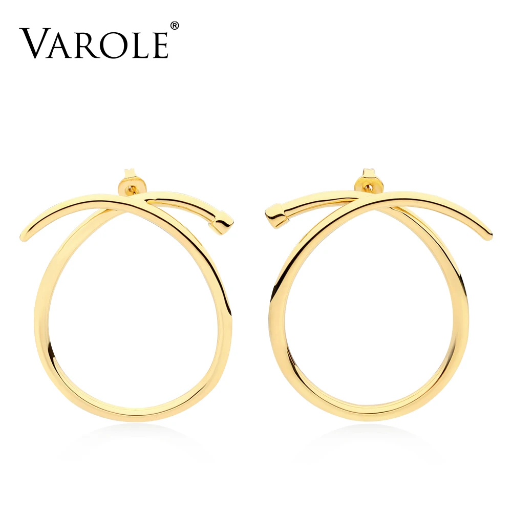 

VAROLE High Quality Gold Color Knotted Hoop Earrings for Women 2019 New Design Silver Color Earrings Wholesale