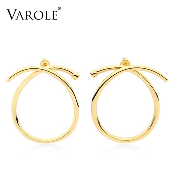 

VAROLE High Quality Gold Color Knotted Hoop Earrings for Women New Design Silver Color Earrings Wholesale