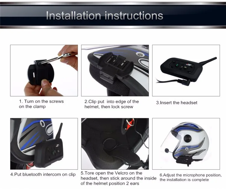 VENTPHONE V4 1200 BT Multi Interphone Bluetooth Intercom Waterproof FM Motorcycle Headphone Helmet Headset Communicator 4 Riders (16)
