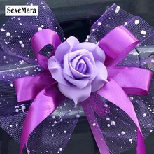 Роза 6 шт. Свадебный букет цветов украшение автомобиля Авто Зеркало Ручка цветок украшения вдохновение свадебные принадлежности