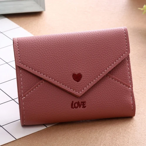 

Short Women Wallets Lady Purse Good Quality ID Cards Holder Brand Girls Heart Wallet Burse Clutch Money Bags Carteira Feminina