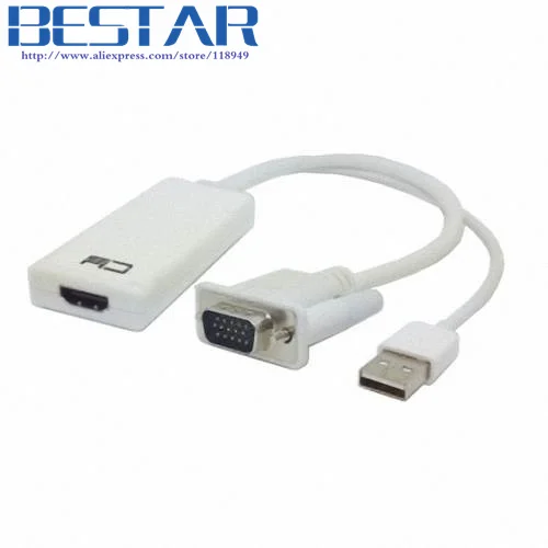 PC Laptop VGA input & USB Power To HDMI HDTV output Converter Adapter cable Scaler Supports