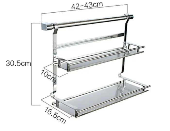 Двойной крючок с крюком, настенная кухонная подвеска, кухонный 304 из нержавеющей стали, стойка для приправ Lu 41816
