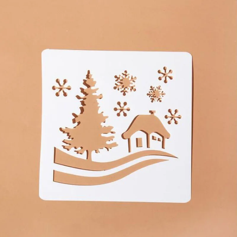 

Christmas Stencil For Walls Painting Scrapbooking Stamp Album Decor DIY Xmas Tree Snowflake Paper Card Template Stencil Reusable