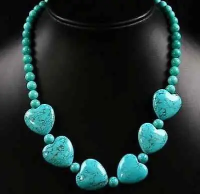 

LK8999 DE4 Hot sale 18" Howlite Turquoise Heart Pendant Beads Necklace