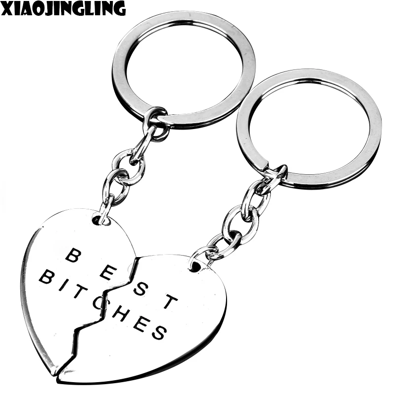 

XIAOJINGLING 2017 New 4 Kinds Keychain"Best Bitches""Ying Yang""Hasma"Metal Broken Heart Charms Key Rings Key Holder Best Friend