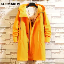 Осенний мужской Повседневный плащ с капюшоном, ветровки, мужские водонепроницаемые Длинные куртки, мужские свободные стильные размеры M-5XL, 6XL