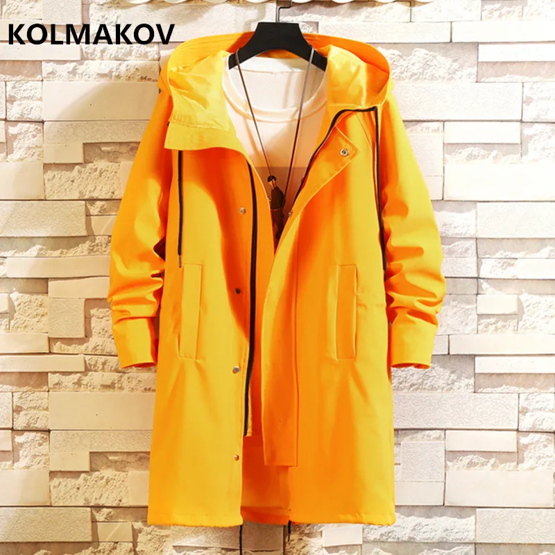 

2019 Autumn Men's Casual Trench Coat Hooded Windbreakers Male Waterproof Long Jackets men Loose Style size M- 5XL,6XL
