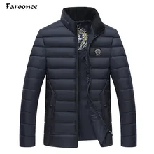 Мужские зимние куртки, плотное теплое пальто с длинными рукавами и воротником-стойкой на молнии, повседневное зауженное пальто впору, однотонная верхняя одежда, мужская зимняя парка, 2J0052