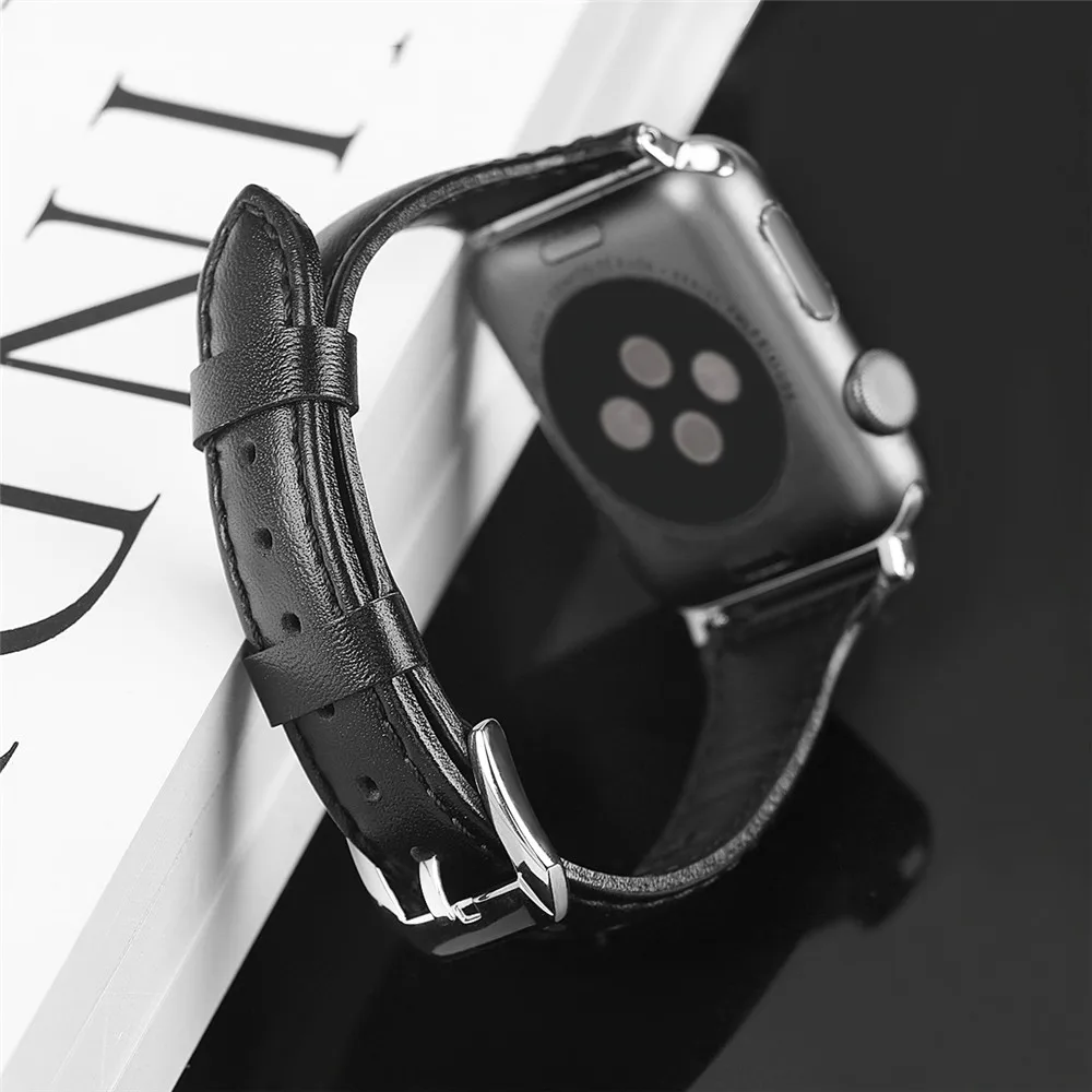 Классический Тонкий кожаный ремешок для Apple watch band 42 мм 38 мм iwatch 4 3 2 1 band 44 мм 40 мм браслет ремешок для часов аксессуары для часов