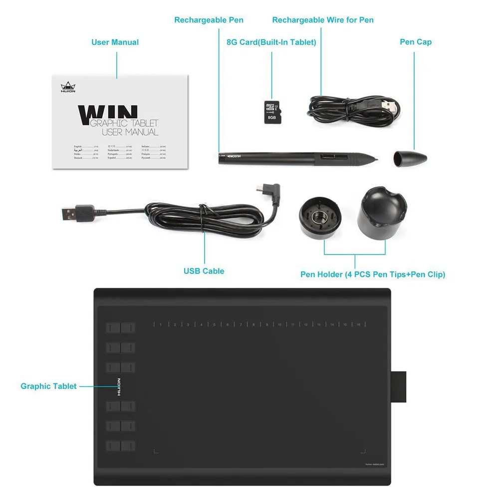 HUION New1060Plus 2048 уровней графические планшеты цифровые для рисования фирменная