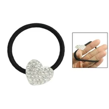 5 X блестящее сердце из горного хрусталя декор черная эластичная резинка для волос держатель конского хвоста