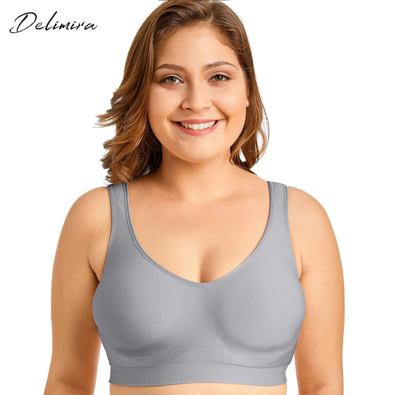 

Delimira Women's Full Coverage No Padding Plus Size Wire Free Sleep Leisure Bra