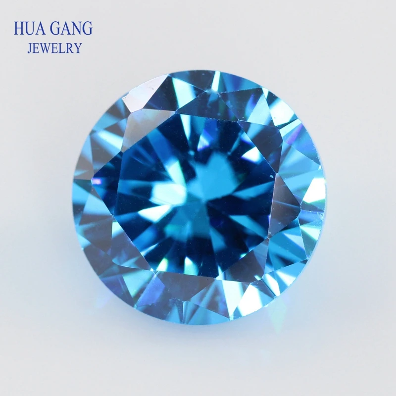 

Sea Blue Cubic Zirconia Round Shape 5A Brilliant Cut Loose CZ Stone Synthetic Gems See Blue For Jewelry 0.8~15mm Free Shipping