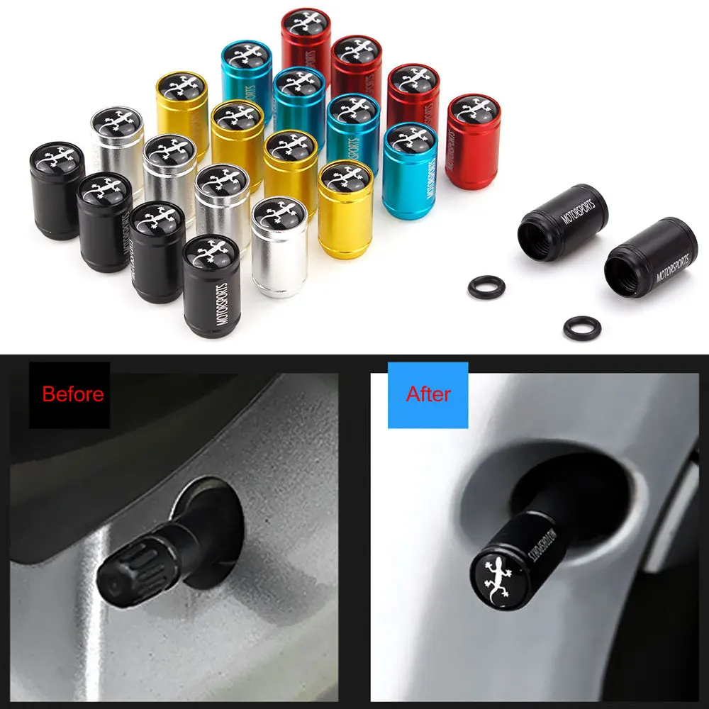 

4 Pcs/Set Aluminum Alloy Gecko Style Tire Valve Stem Cap Tire Wheel Stem Air Valve Caps for Auto Cars