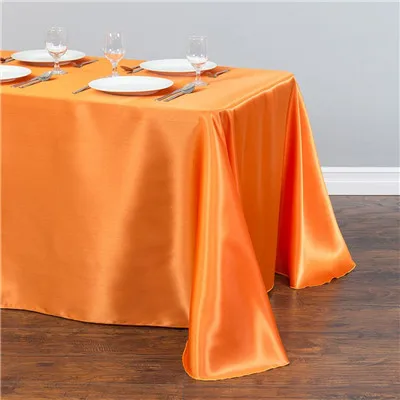 Свадебные Белый сатин Скатерти квадратная скатерть стол накладка для Свадебная вечеринка отель украшения ко дню рождения - Цвет: 12 orange