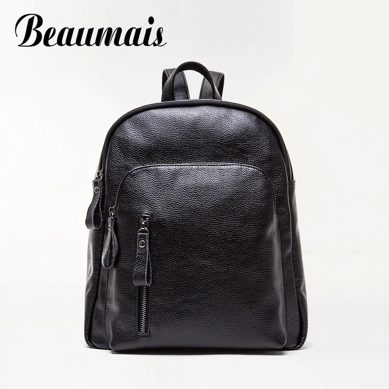 Beaumais Brand Pu Leather Backpack Women School Bags For Teenagers Girls High Quality Leather Backpack Fashion