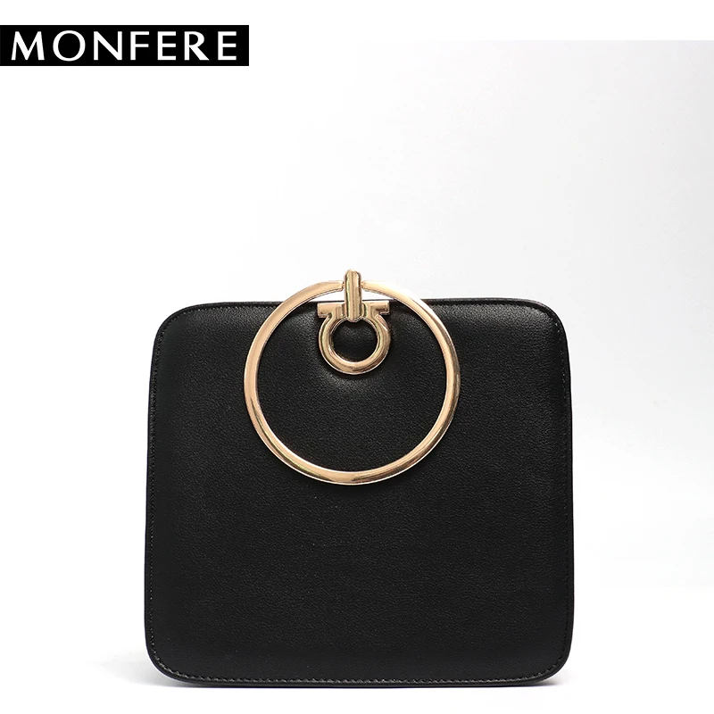 

MONFERE Fashion round handle women clutch square small flat Solid party crossbody bag Versatile Messenger Bags