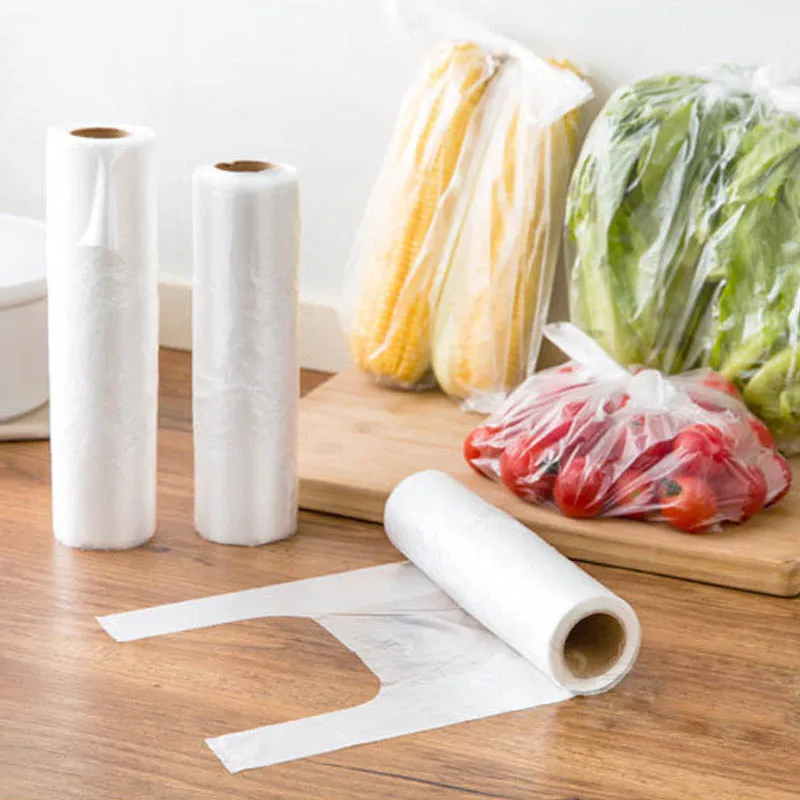 

100Pcs Thicken Vest Style Food Saver Bags Food Wrap Storage Bag portable garbage bags Home Kitchen Storage Organization