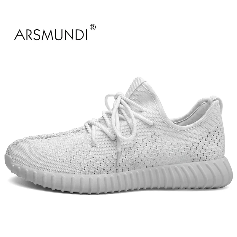 ARSMUNDI/оригинальные мужские кроссовки, TX-8715, с круглым носком, Yeezy, обувь для мужчин, дышащие спортивные мужские белые кроссовки из сетчатого материала - Цвет: White