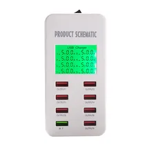 ЖК-экран QC 3,0 чип 8 USB порт телефон настольный адаптер зарядного устройства многопортовый