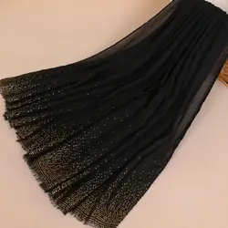 2019 женская брендовая модная однотонная бронзовая золотая цепочка в горошек, вискоза, шаль, шарф, мерцающий Блестящий палантин, пашмины, Sjaal