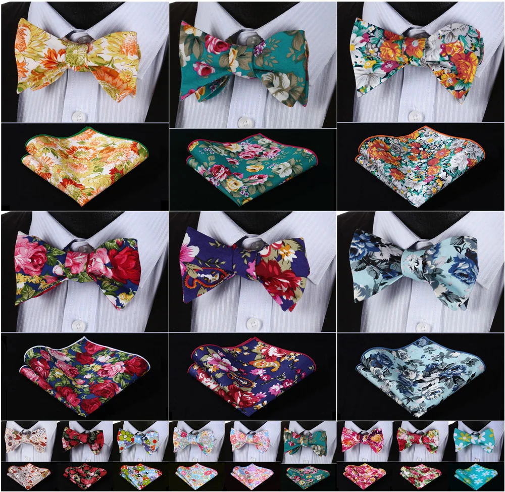 

Floral 100%Cotton Jacquard Men Butterfly Self Bow Tie BowTie Pocket Square Handkerchief Hanky Suit Set #G3