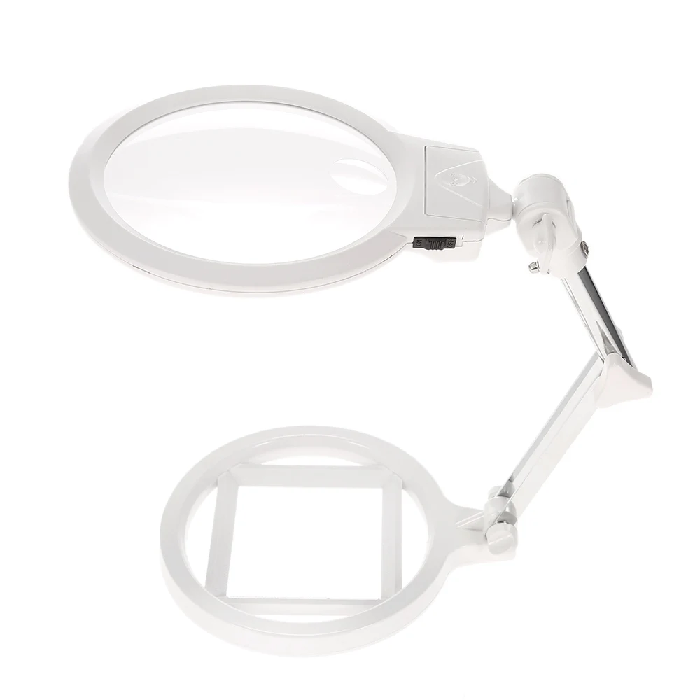 

6X loupe magnifying glass with 2 LED Lights Multi-functional Foldable Magnifier Measurement Scale Desk Table Magnifying Tool